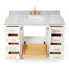 Meuble-lavabo simple en bois massif 55 po Frawley en blanc avec plateau en marbre de Carrare de 1,5 po, évier central rectangulaire-1413195298-1446251536