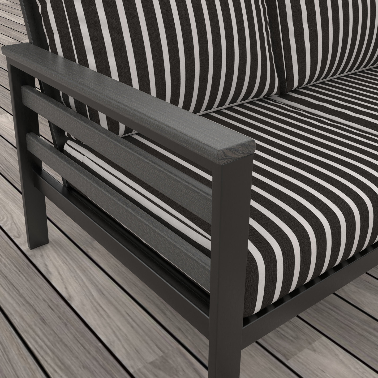 Townsend 80" Sunbrella® Patio Sofa, Coastal Grey, Black/White