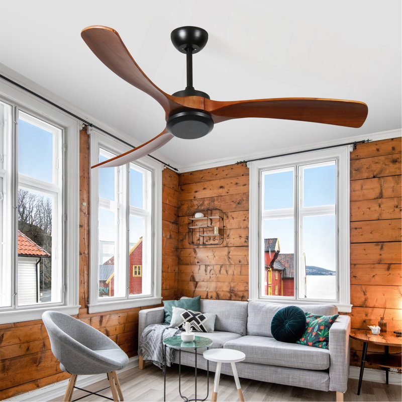 Ventilateur de plafond 72 po en bois sans lumière avec télécommande, ventilateur de plafond à profil bas sans lumière, moteur à courant continu réversible silencieux avec minuterie