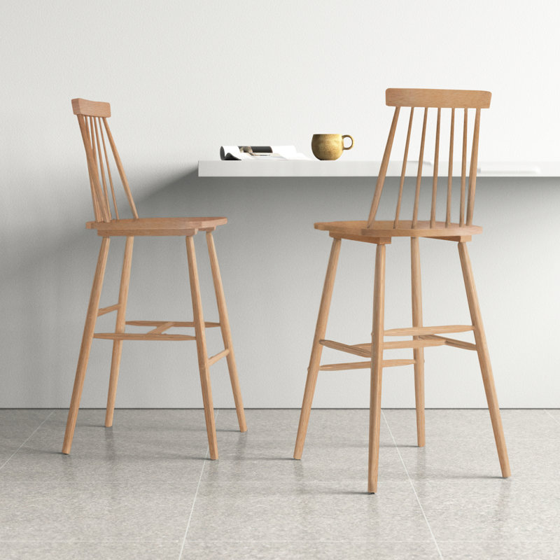 Tabouret de bar et de comptoir en bois massif Birdia, Naturel, Tabouret de bar (siège d'une hauteur de 30,08 po)