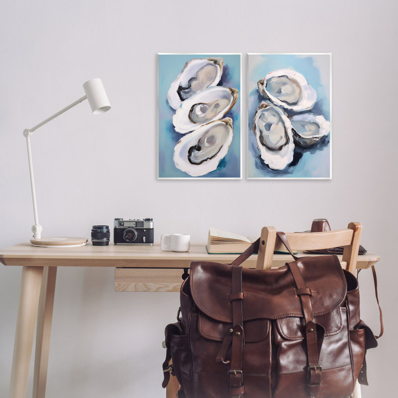 «Trio Half Shell Oysters», ensemble de 2 plaques murales par Petal Prints Design, H 19 po x l 13 po