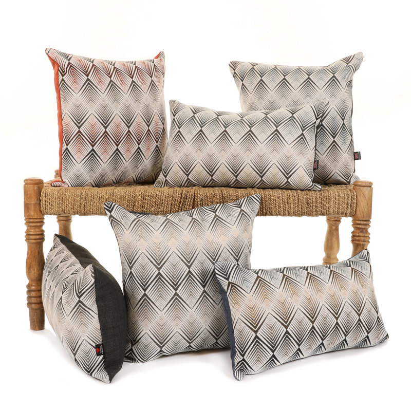 Ames Chevron Rectangular Cushion, Grey