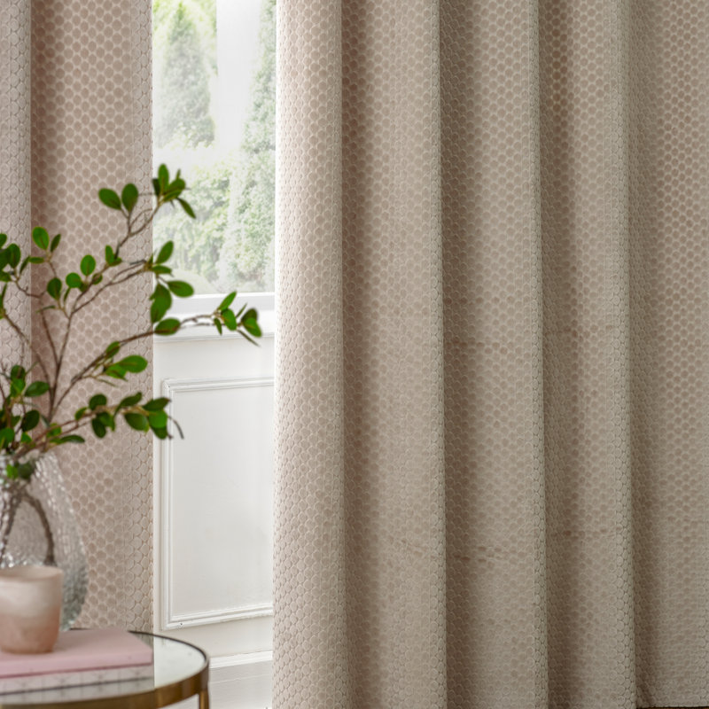 Neptune Room Darkening Curtain Pair, 229cm Width x 183cm Drop, Beige