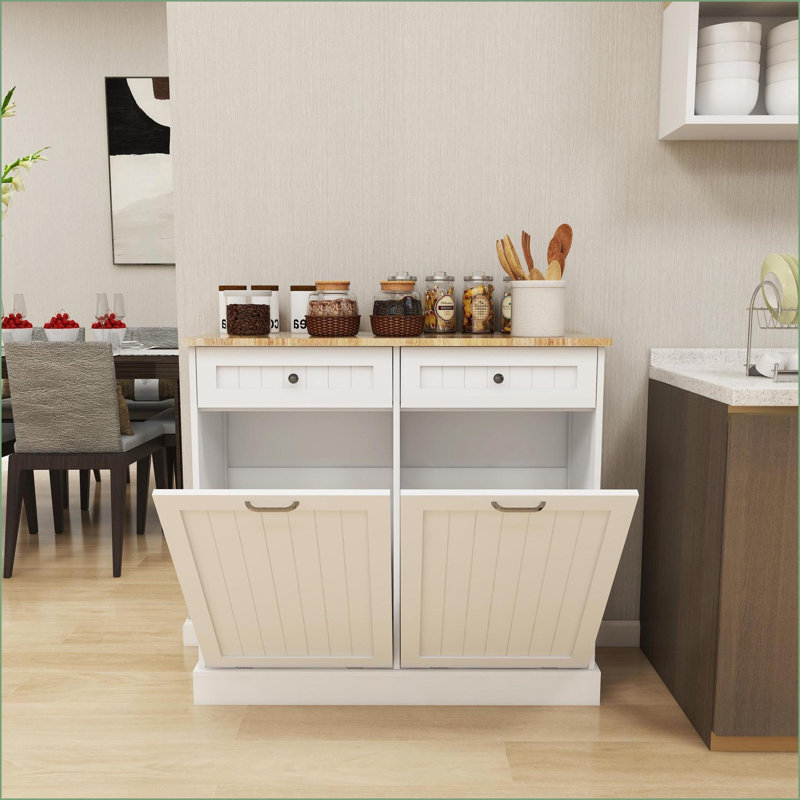 Armoire de cuisine avec 2 tiroirs Compartiment inclinable, panneau de fibres à densité moyenne | Blanc cassé | Ferme