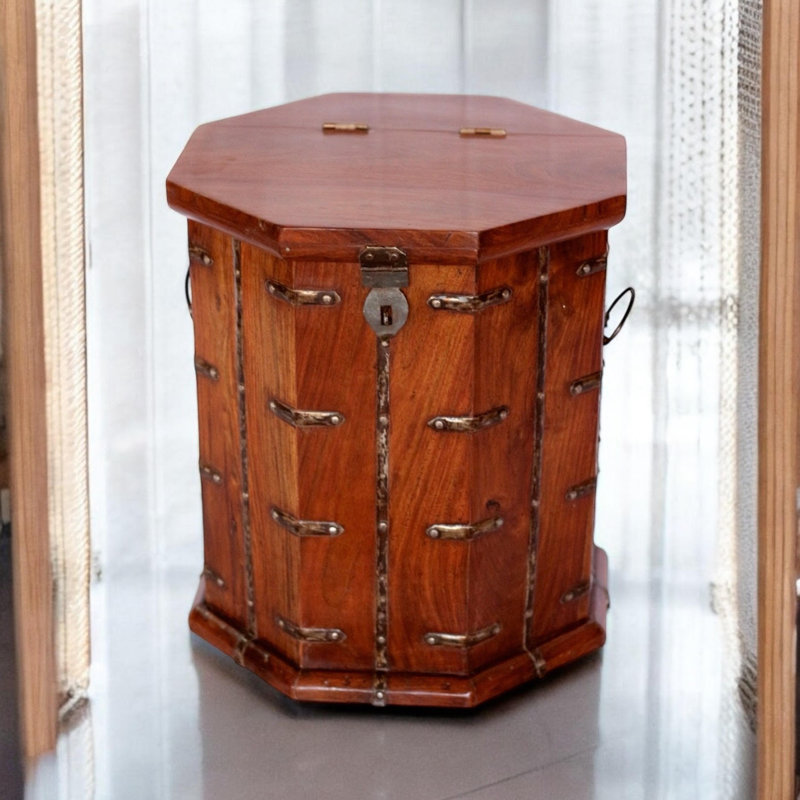 Solid Wood Abstract Accent Chest