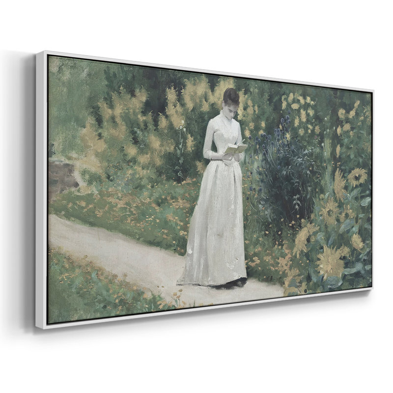 Botanical Series-CDLVII- Toile tendue avec châssis tendue, prête à être accrochée, H 21 po x l 41 po, Blanc