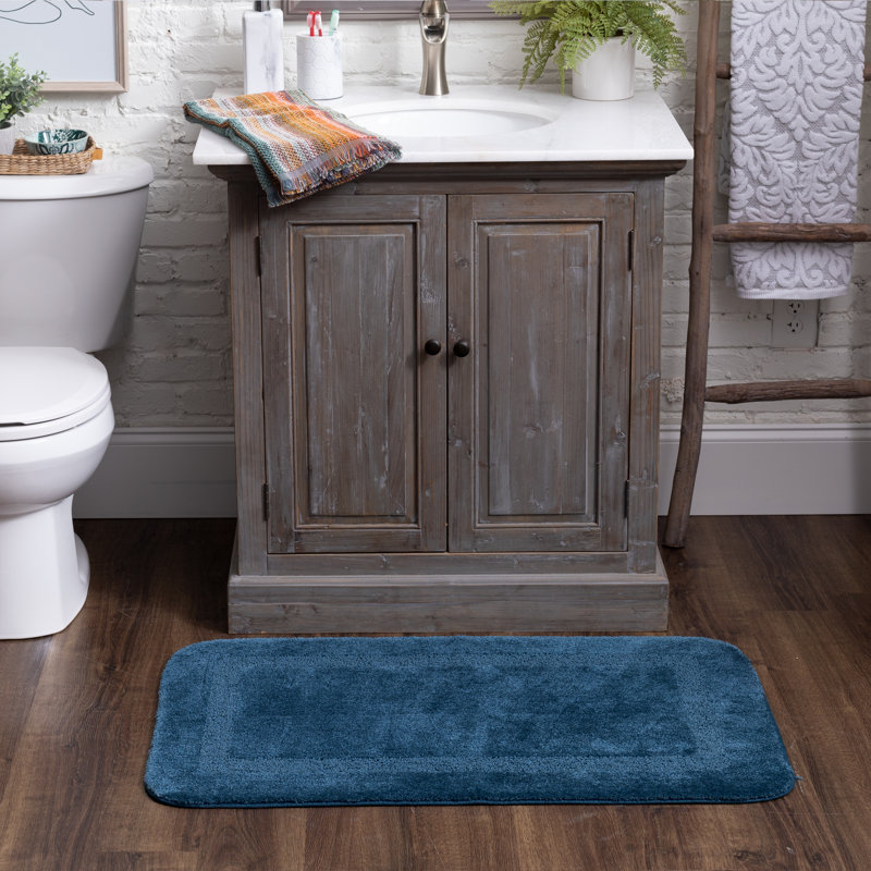 Tapis pour salle de bain Carlino, l 24 po x L 40 po, Aigue-marine