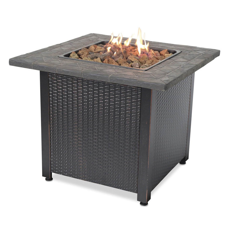 Endless Summer, 30" Square LP Gas Outdoor Fire Pit with Decorative Tile Mantel