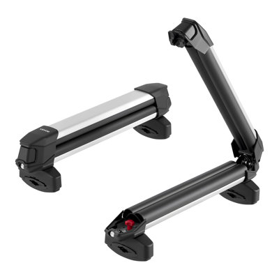 Support de toit pour skis et planches à neige, transportez jusqu'à 4 paires de skis ou 2 planches à neige, support de toit de voiture universel en aluminium avec serrure et rembourrage en caoutchouc, support pour canne à pêche, convient à la plupart des barres transversales