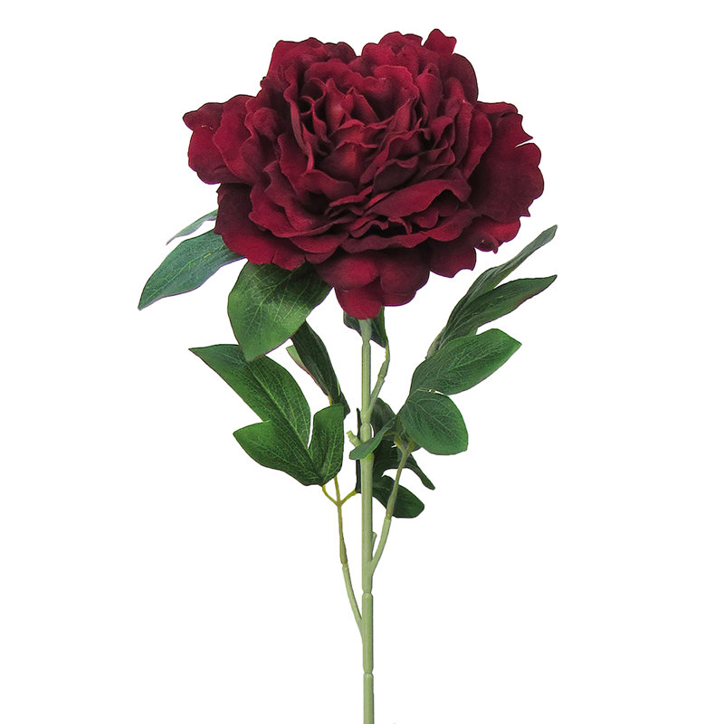 Grande tige de pivoine en velours, Bourgogne
