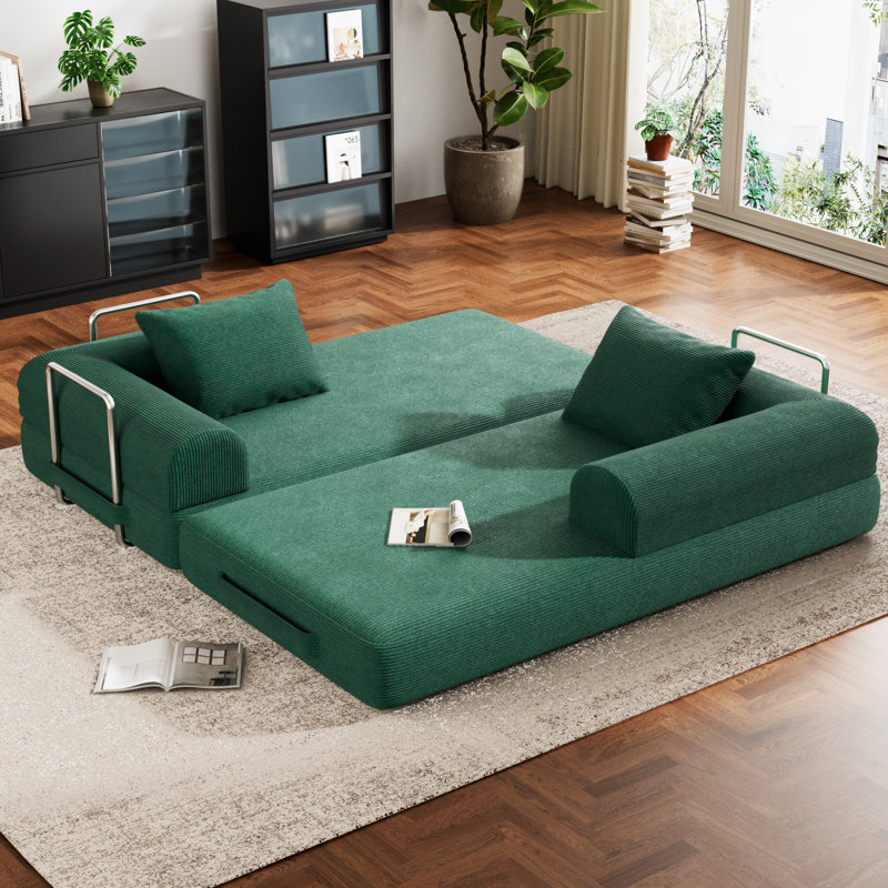 Modular Sectional Sofa Bed With Customizable Layout, Green