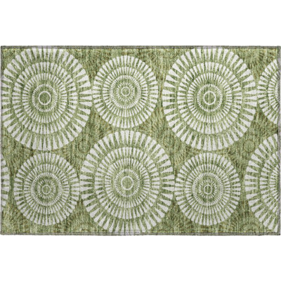 Premium Machine Washable Prisco Green Rug