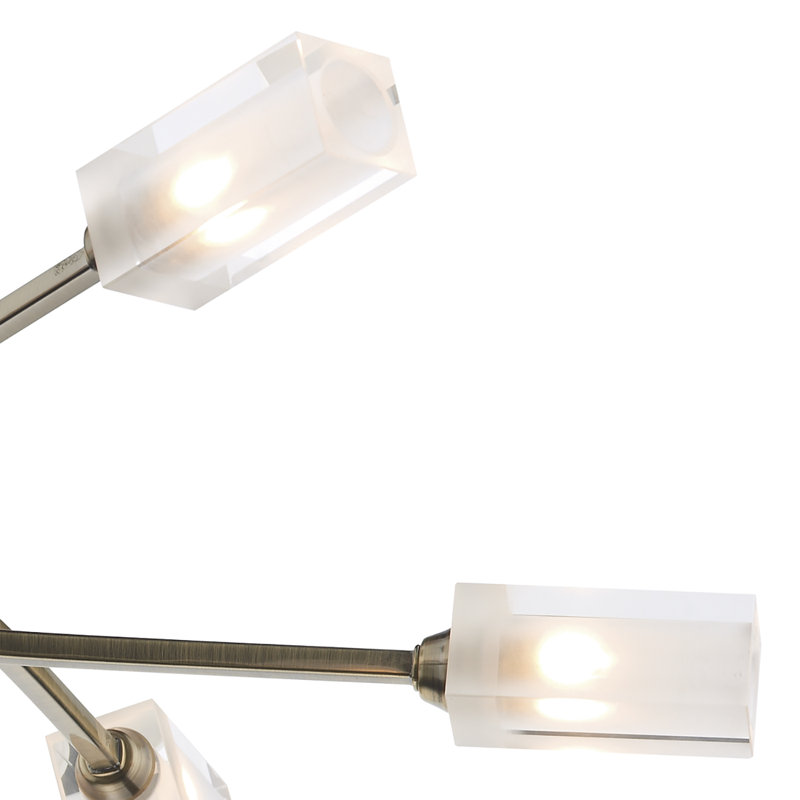 Nevaeh Glass Semi Flush Mount, Antique Brass