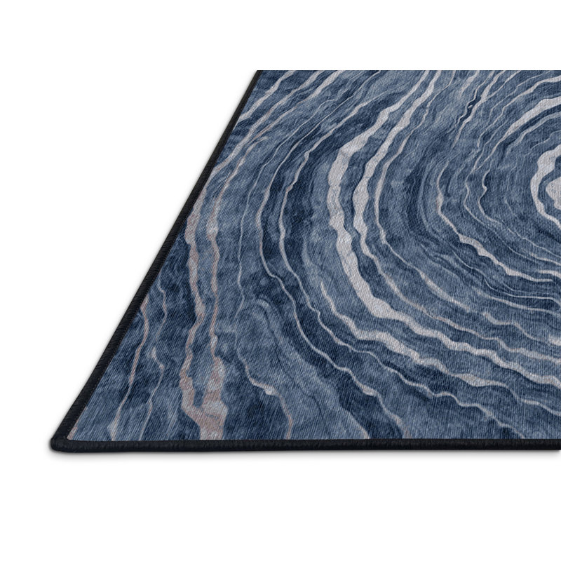 Machine Washable Gray Area Rug, Round 7'