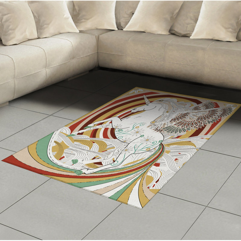 Tapis décoratif Caprina Unicorn, Rectangle— 4 pi x 5 pi 8 po