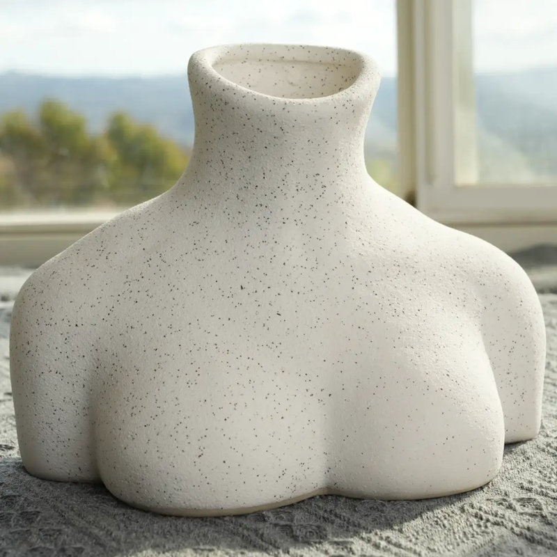 Speckled Ceramic Female Torso Vase