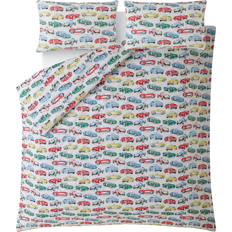 Cath Kidston Vintage Cars Multi Double Duvet Cover Set - AW, Single - 1 Standard Pillowcase