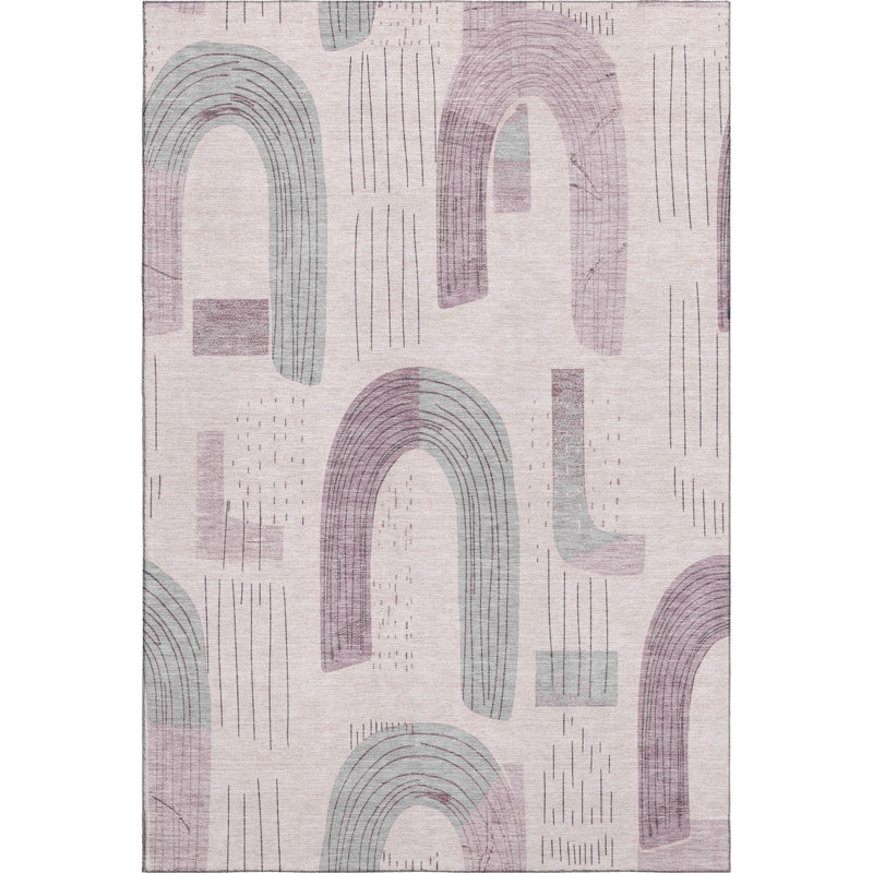 Premium Machine Washable Mehara AMF1698 Geometric Rug, Rectangle 10' x 14'