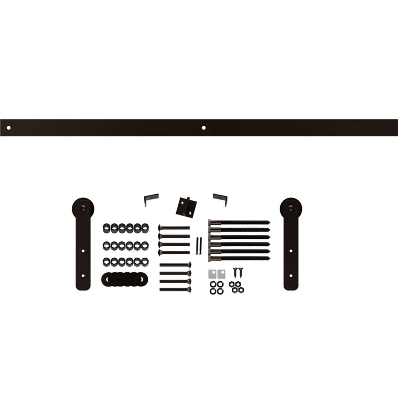 Ensemble de quincaillerie de porte de grange simple à sangle droite économie standard, Noir, 60 po