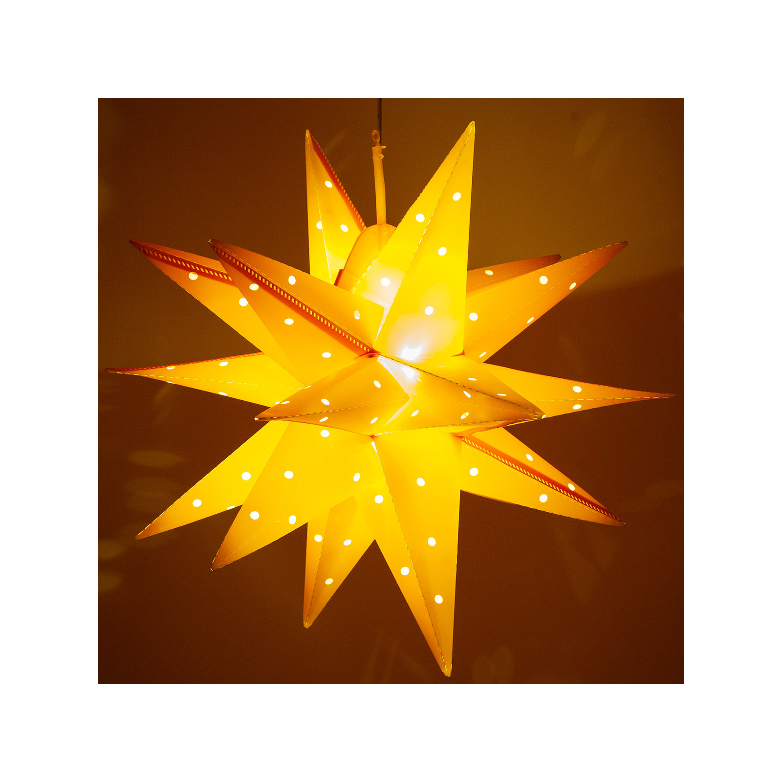 LED Lantern, 17" H x 17" W x 17" D, Yellow