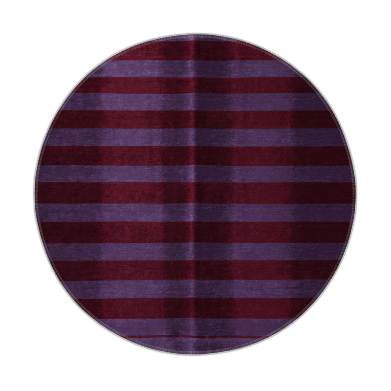 HorizontalStripes Red Indoor and Outdoor Area Rug, Round 5'