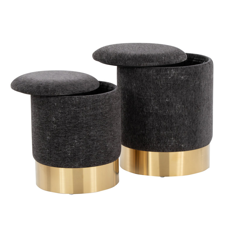 Marla Contemporary Nesting Ottoman Set, Black
