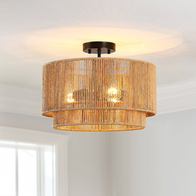 16 In. 3-light Tiered Drum Semi-flush Mount