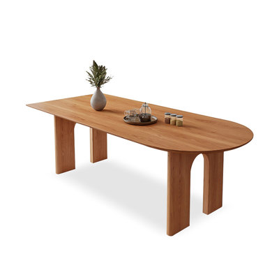 Table de salle à manger en bois de cerisier semi-ronde en bois massif pour la salle à manger / cuisine