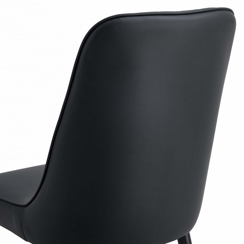 Chaise de salle à manger moderne en cuir PU, ensemble de 2, 2, Noir
