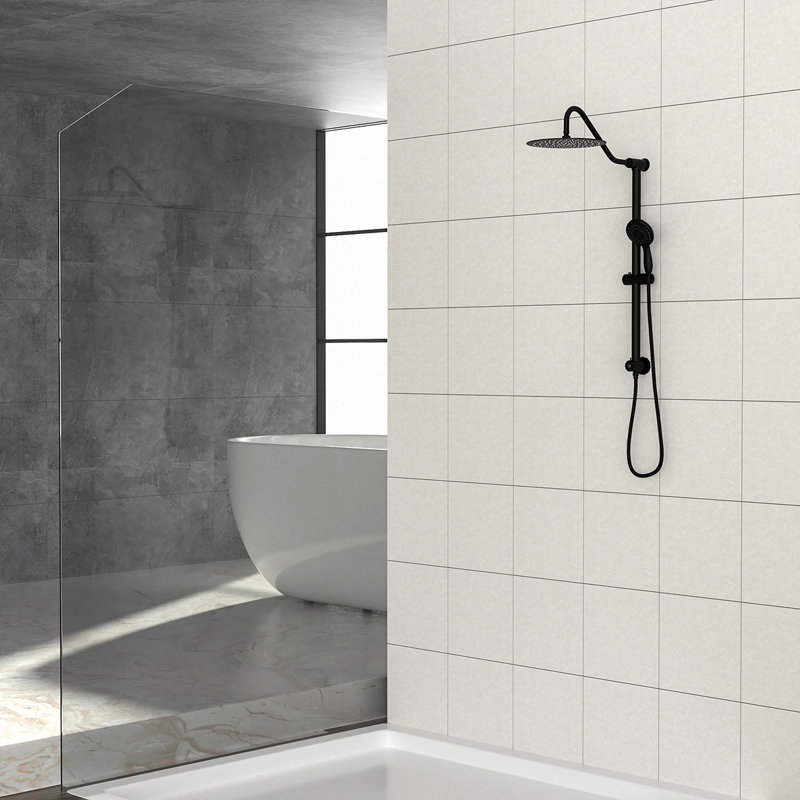 Système de douche 10 pouces avec pomme de douche à main 5 fonctions et barre coulissante 26,3 po
