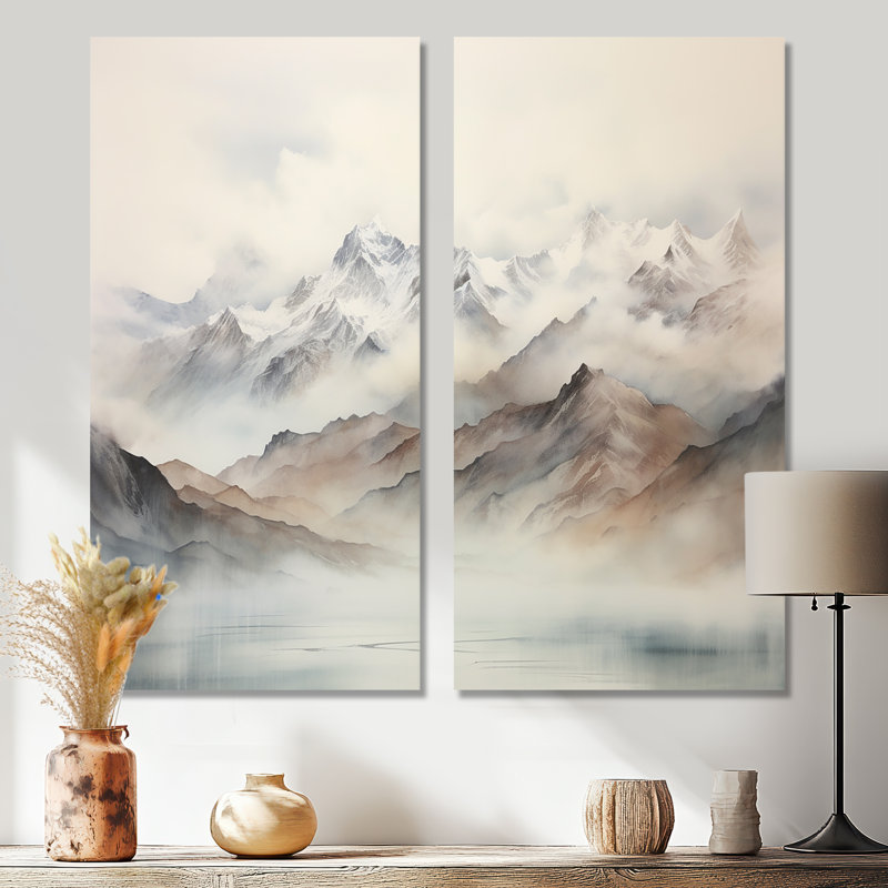 «Morning Fog Mountain Wonder IV», art mural montagnes, 32" H x 32" W, Wrapped Canvas, Does Not Apply