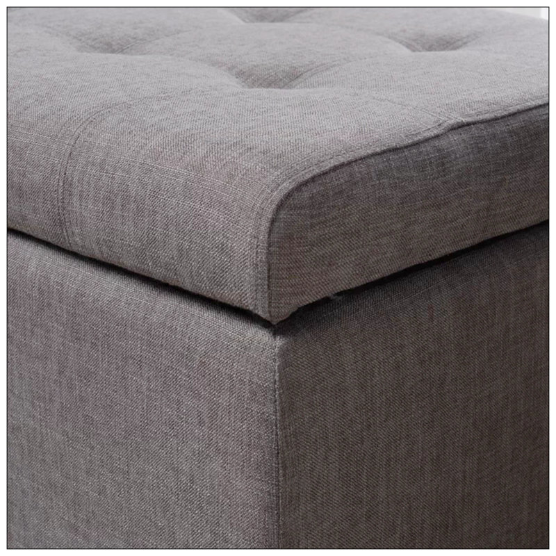 Banc de rangement rembourré en tissu Tinaka