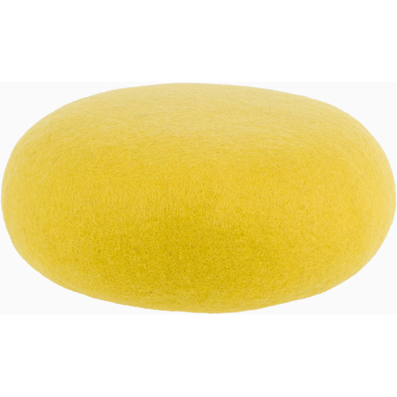 38cm Wide Round Solid Colour Pouffe Ottoman, Yellow