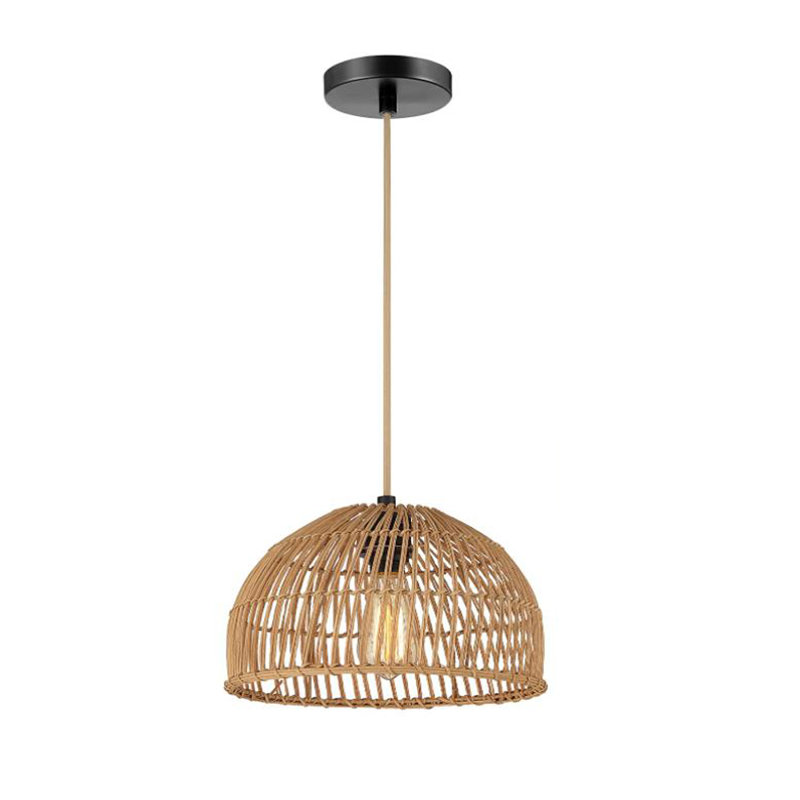 Petit luminaire suspendu 1 lumière Boho Rattan Dome