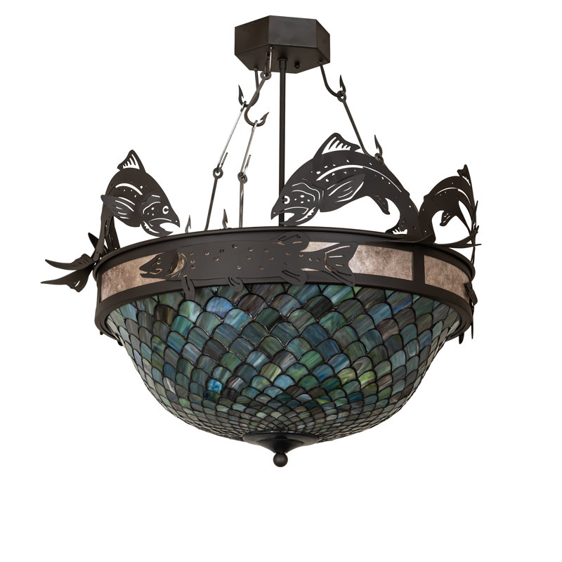 Catch of the Day Fishscale 4 - Light Semi Flush Mount, Black