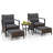 5 Pcs Outdoor Furniture Set Rattan Chairs & Ottomans With Glass Topped Coffee Table-654162245