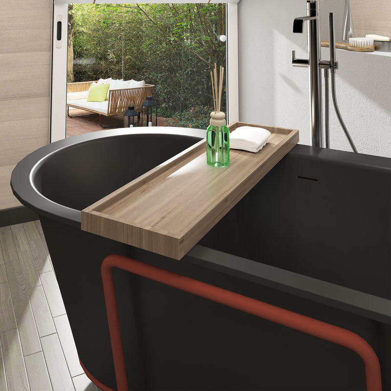 Baignoire de trempage autoportante en pierre 70,9 po x 35,4 po Hudson, Noir mat