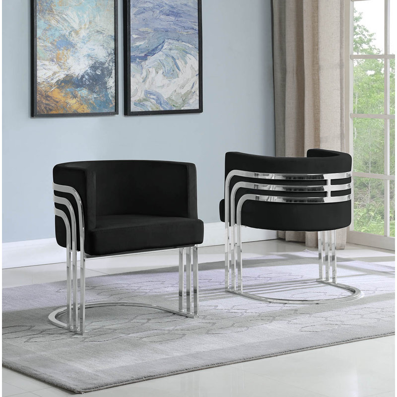Fauteuil demi-tonneau 25 po, Noir, Argent