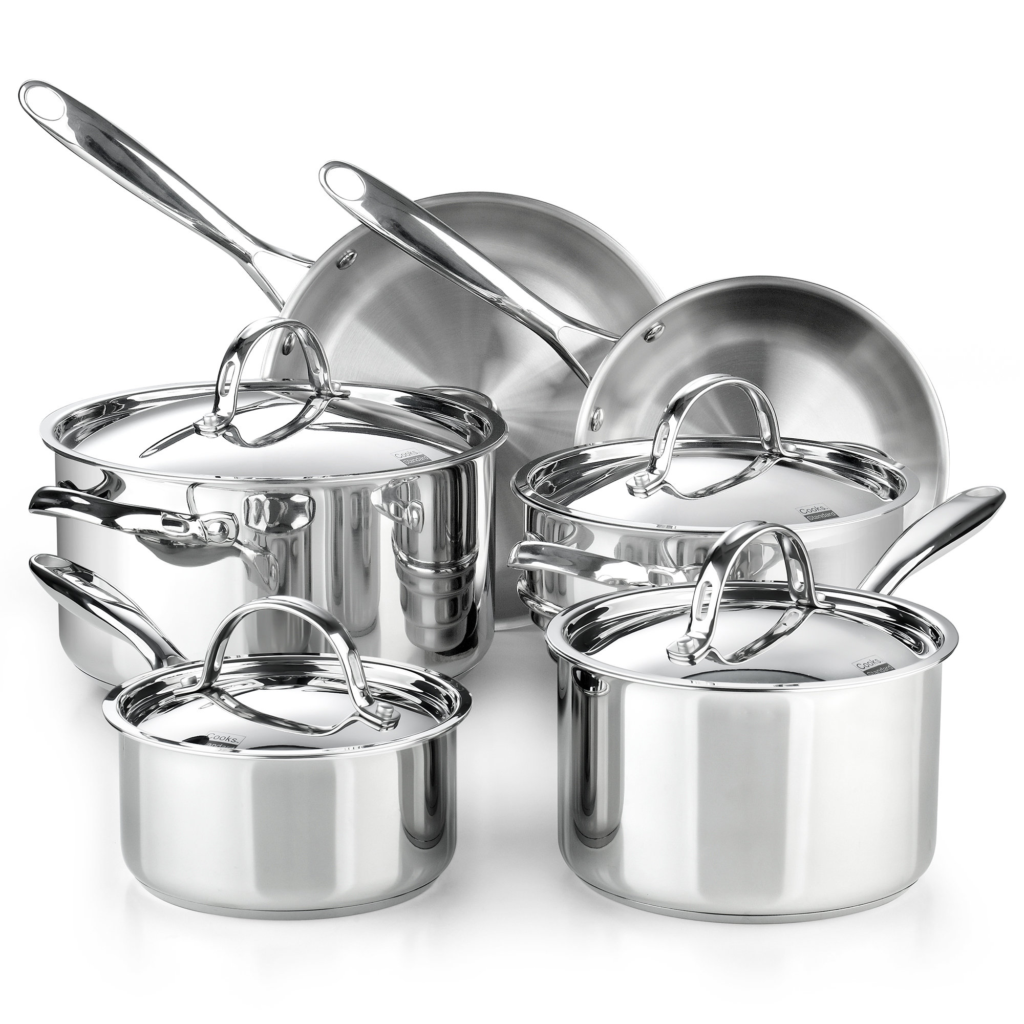 Cooks Standard 10 Piece 18/10 Stainless Steel Pots and Pans Kitchen  Cookware Set