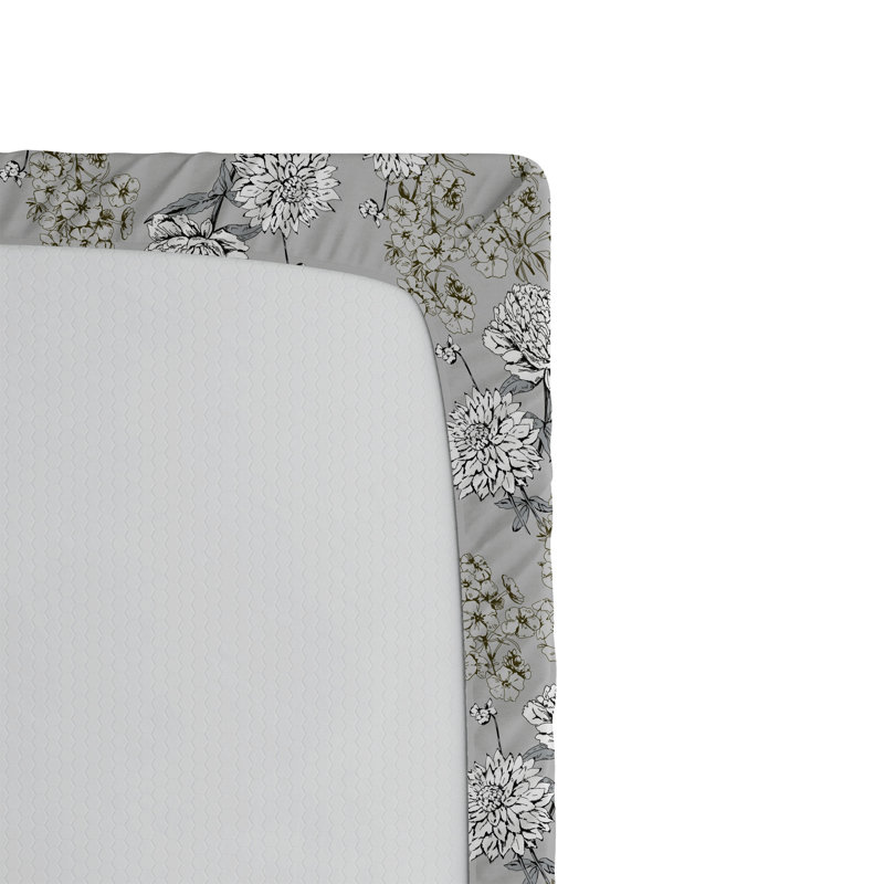Drap-housse floral Ambesonne, Drap-housse grand, Floral gris 1