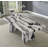 Oxalide Modern Faux Marble Dining Table With Double Pedestal Base-1649319325