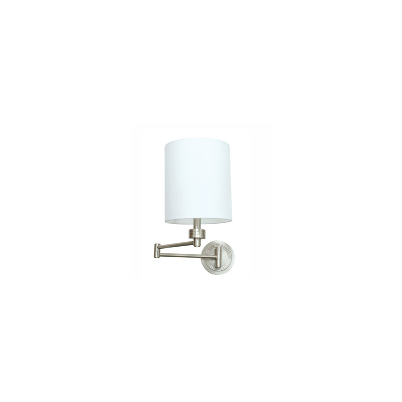 Lampe avec bras pivotant Hilary, Nickel satiné, Blanc