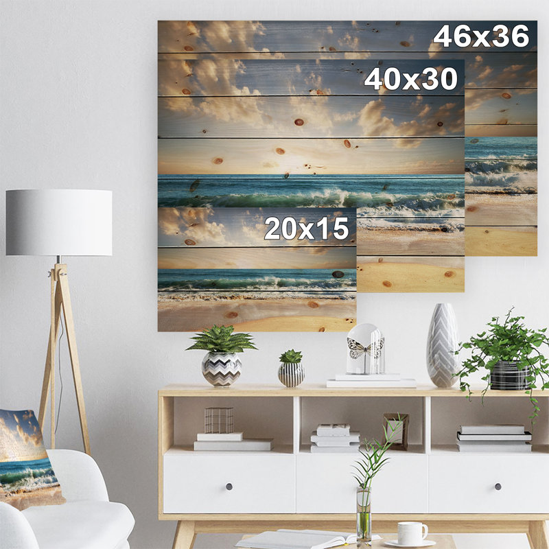 Paysage marin «Cloudy Sky and Vibrant Blue Sea», impression, H 30 po x l 40 po x P 1,5 po, Bois
