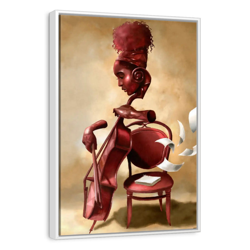 The Solo Cellist, Floating Frame White, 21" x 31"