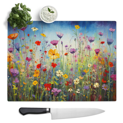 Wildflowers Action No.2  Glass Chopping Board