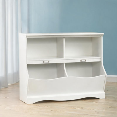 Étagère de rangement en bois d'ingénierie blanc pur avec rangement pour l'organisation des enfants, étagère compacte ouverte pour les chambres à coucher et les salles de jeux