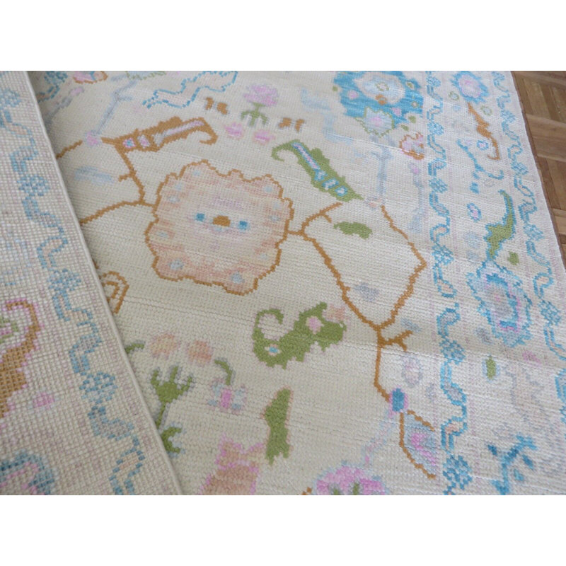 Tapis oriental moderne Oushak coloré noué à la main 3 pi 11 po x 6 pi 3 po 5BEA1789016A4C75B188990D95F7DD60