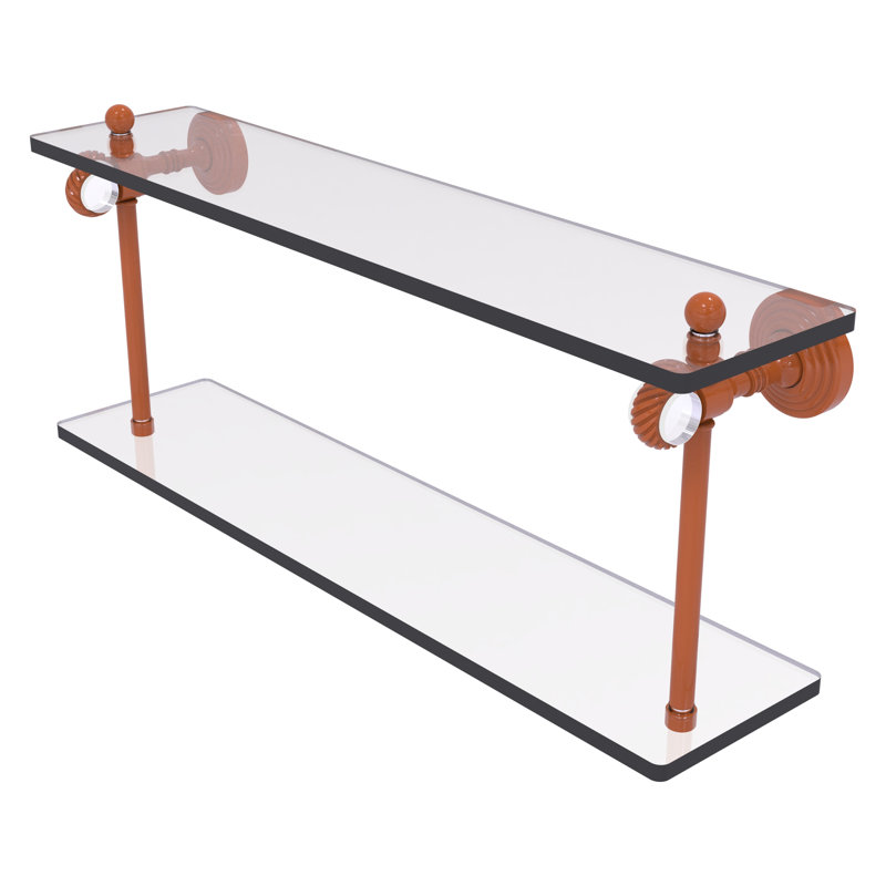 Pacific Grove Collection Inch Two Tiered Glass Shelf with Twisted Accents PG, H 9,3 po x l 22 po x P 5,125 po