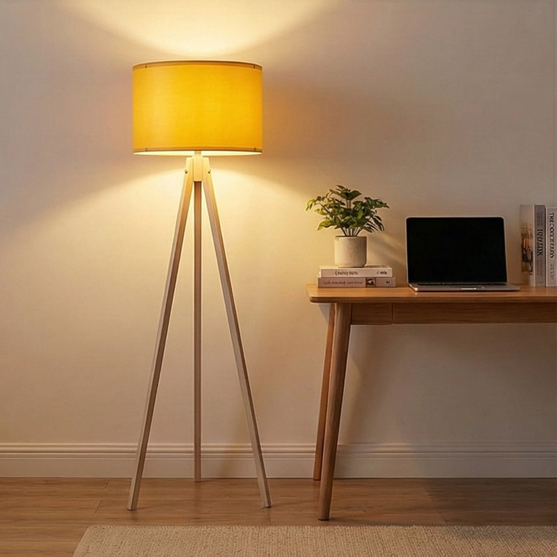 Kisa 57" Tripod Floor Lamp, Cream, Yellow