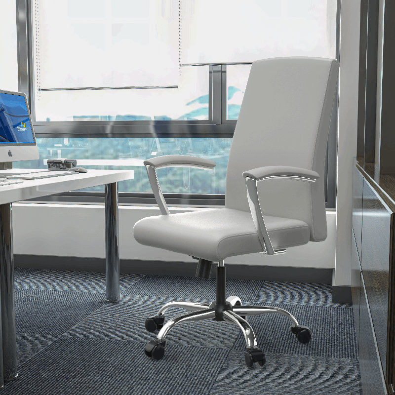 Fauteuil de bureau en cuir Kenil, Blanc